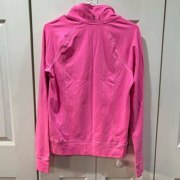 VS PINK Women’s Neon Pink V-Neck Quarter Zip Long Sleeve Sweater Top - size S - Picture 7 of 7